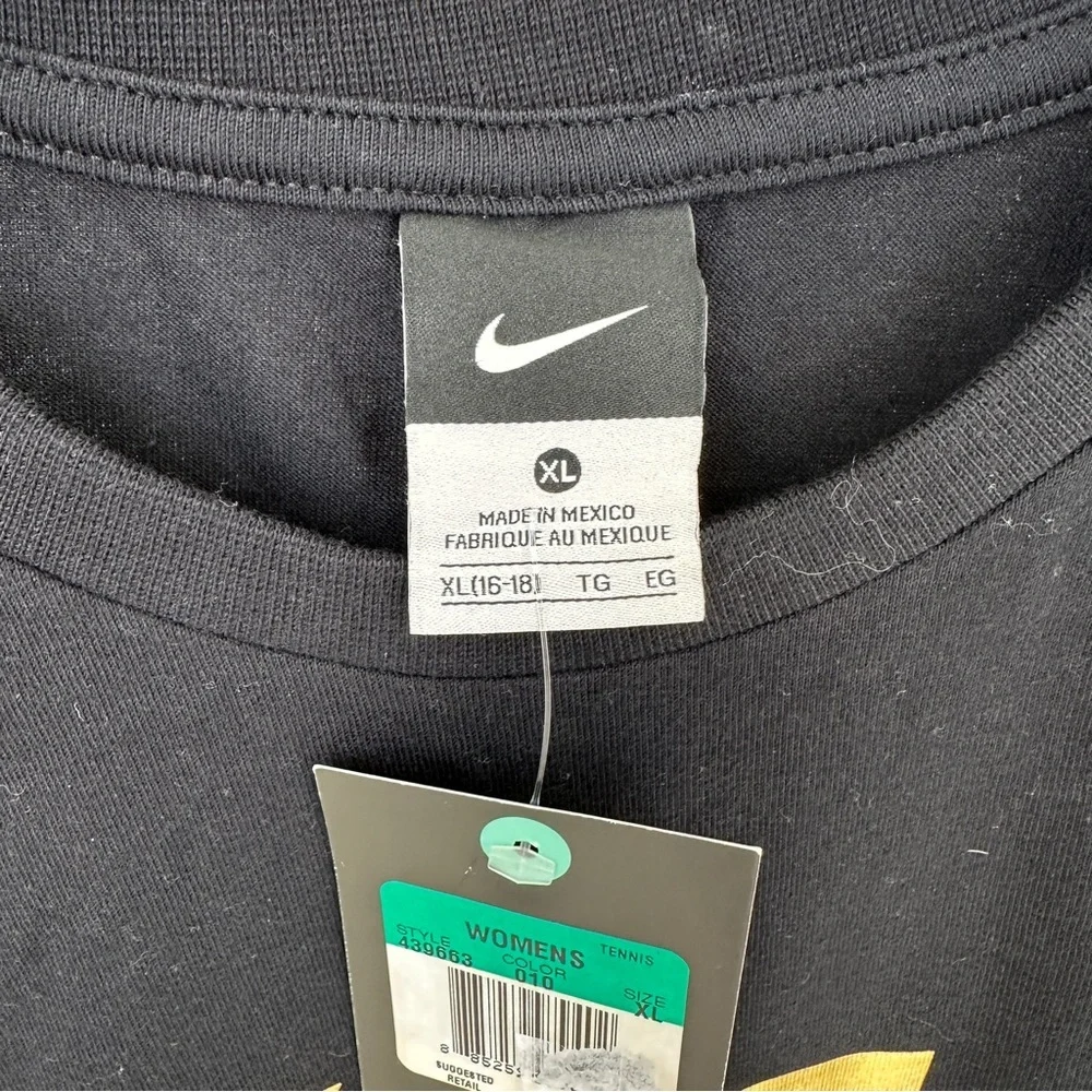Nike Tennis Black and Gold Graphic Tee with Gold Kiss My Ace NYC10 Collection